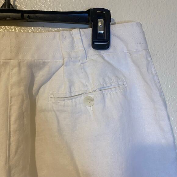 Lafayette 148 White 100% Linen Shorts Size 12 Classic Minimalist Tailored - Picture 5 of 10